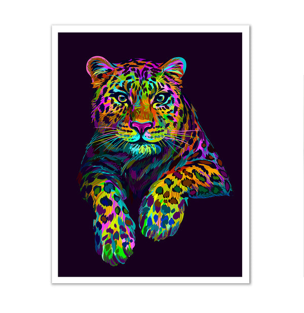 Canvas Wall Art, Neon Leopard, Wall Poster