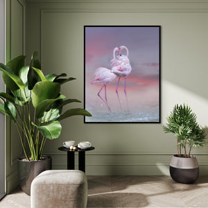 Wall Poster - Pink Soft Flamingo Birds