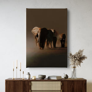 Canvas Wall Poster -  Walking Elephants