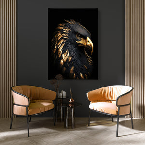 Canvas Wall Poster -  Black & Gold Eagle