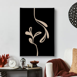 Canvas Wall Art  -  Beige Leaves on Black Background