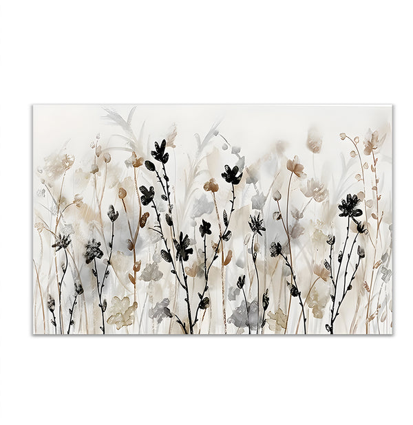 Canvas Wall Art, Grey Wildflowers, Wall Poster