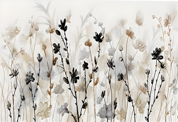 Canvas Wall Art, Grey Wildflowers, Wall Poster