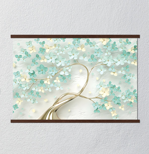 Canvas Wall Art, Green & Beige Flower Tree, Wall Poster