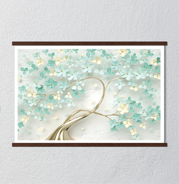 Canvas Wall Art, Green & Beige Flower Tree, Wall Poster