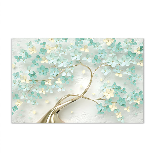 Canvas Wall Art, Green & Beige Flower Tree, Wall Poster