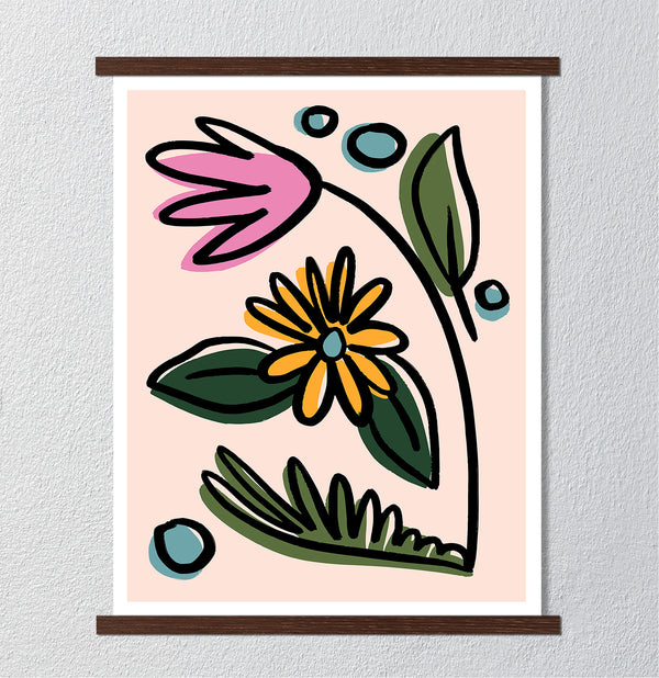 Canvas Wall Art, Scandinavian Flowers & Leaves, Wall Poster