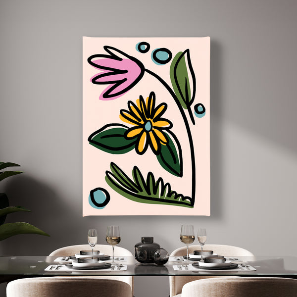 Canvas Wall Art  -  Scandinavian Flowers & Leaves