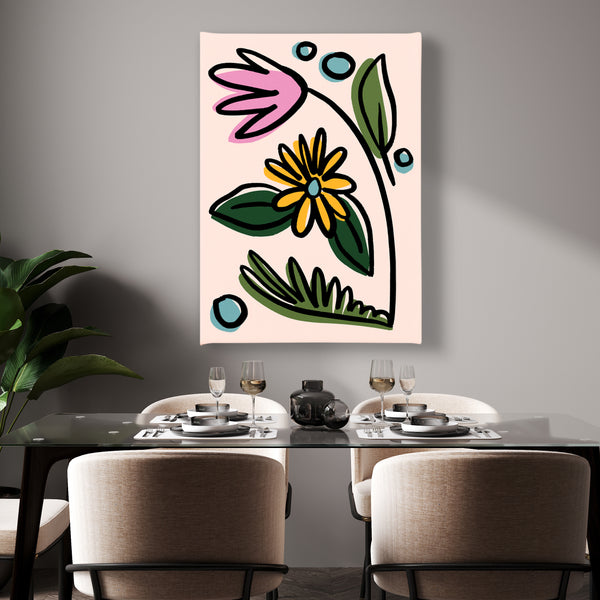 Canvas Wall Art, Scandinavian Flowers & Leaves, Wall Poster