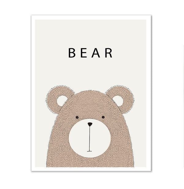 Canvas Kids Wall Art, Brown Bear, Nursery Wall Poster