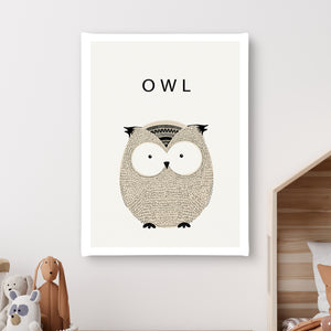 Nursery Wall Poster - Cute Owl Bird