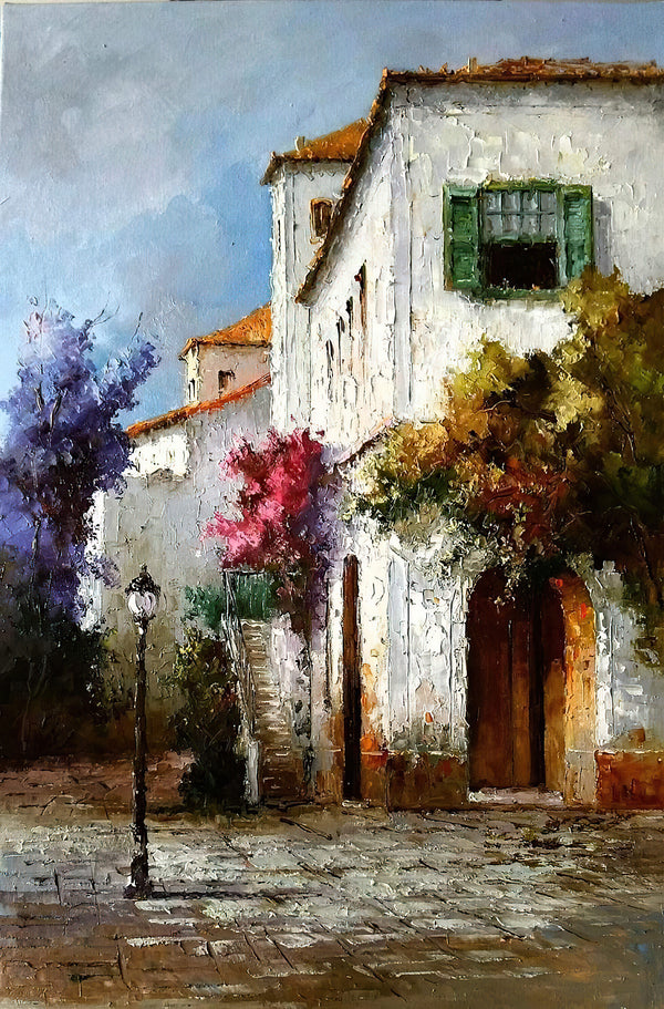 Canvas Wall Art, Oilpainted Old City, Wall Poster