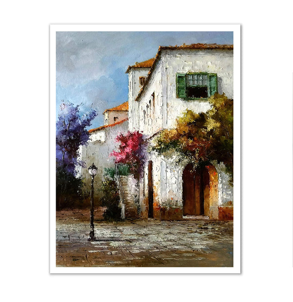 Canvas Wall Art, Oilpainted Old City, Wall Poster