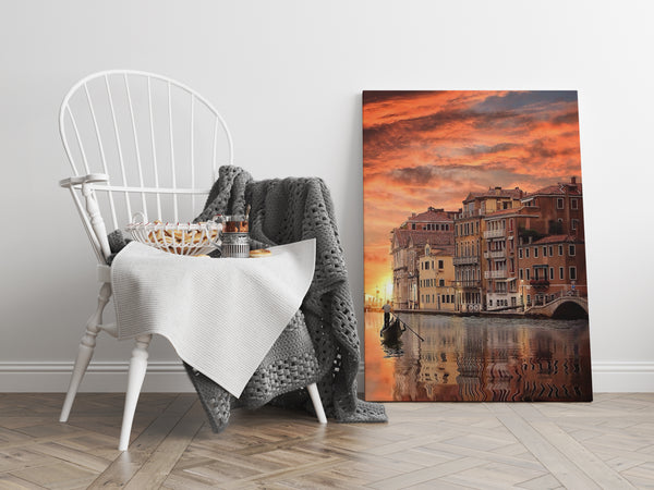 Wall Art, City and Orange Sunset, Wall Poster