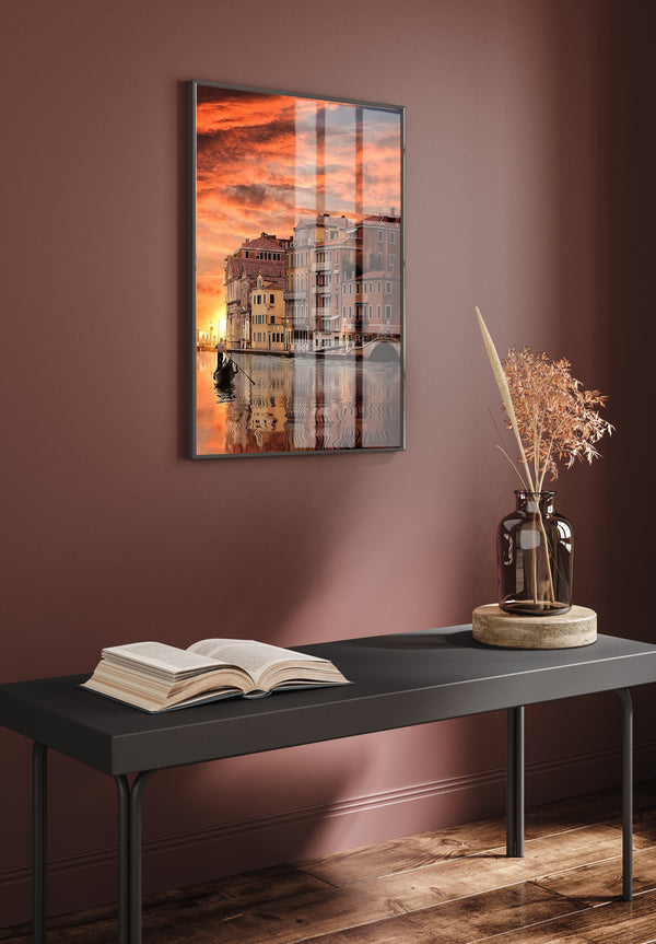 Wall Art, City and Orange Sunset, Wall Poster