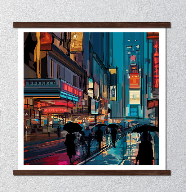 Canvas Wall Art, Rainy Night in New York, Times Square, Wall Poster