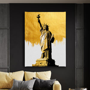 Canvas Wall Art - Statue of Liberty & Gold Elements