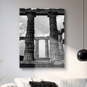 Canvas Wall Art - Black & White Greece Columns