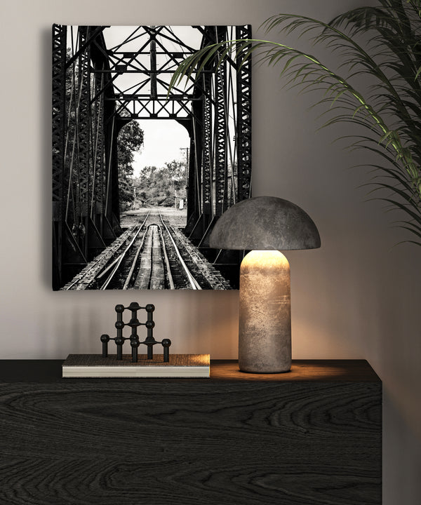 Wall Art, Black & White Railroad on a Metal Bridge, Wall Poster