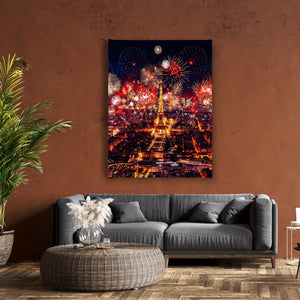 Canvas Wall Art - Tour Eiffel And Night Fireworks