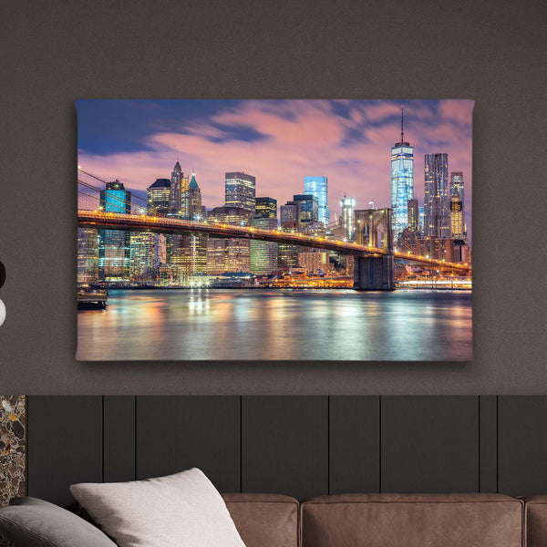 Canvas Wall Art - The Brooklyn Bridge and Skyscrapers