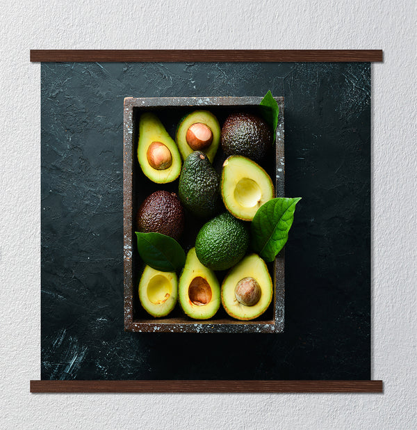 Canvas Wall Art, Green Fresh Avocado in Box, Wall Poster