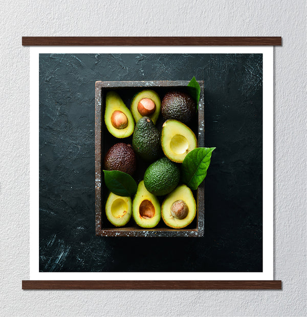 Canvas Wall Art, Green Fresh Avocado in Box, Wall Poster