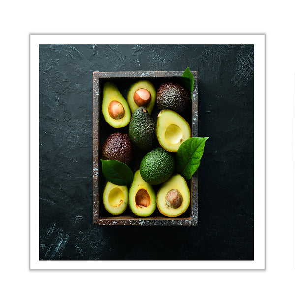 Canvas Wall Art, Green Fresh Avocado in Box, Wall Poster