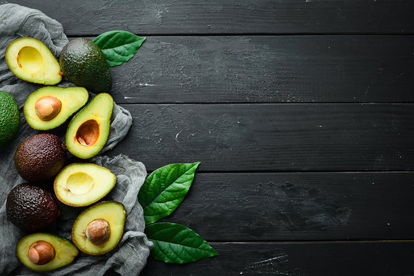 Canvas Wall Art, Green Fresh Avocado & Dark Wood Background, Wall Poster