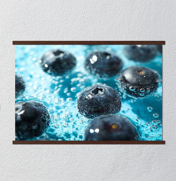 Canvas Wall Art, Blueberries in water, Wall Poster