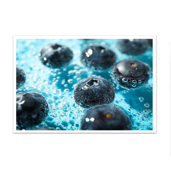 Canvas Wall Art, Blueberries in water, Wall Poster