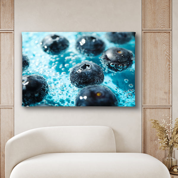 Canvas Wall Art, Blueberries in water, Wall Poster