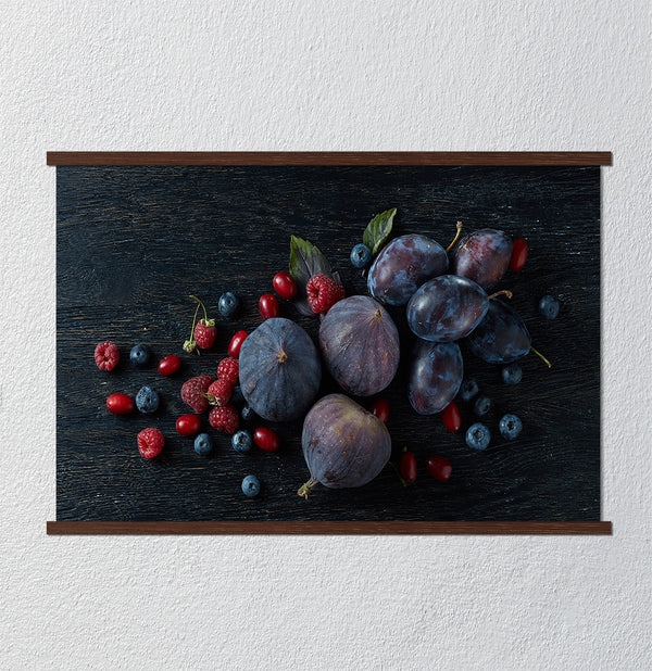 Canvas Wall Art, Wild Fig Fruits on Dark Background, Wall Poster