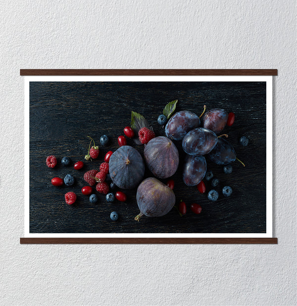 Canvas Wall Art, Wild Fig Fruits on Dark Background, Wall Poster