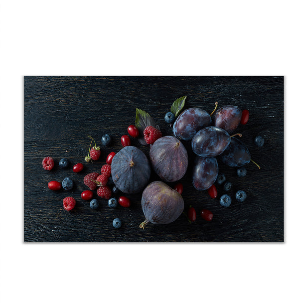 Canvas Wall Art, Wild Fig Fruits on Dark Background, Wall Poster