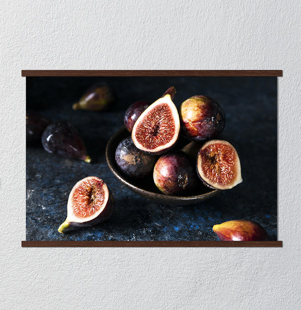 Canvas Wall Art, Wild Fig Fruits on Dark Background, Wall Poster