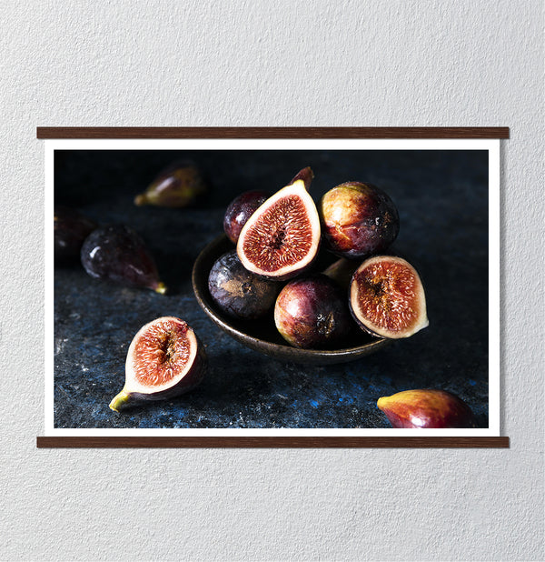 Canvas Wall Art, Wild Fig Fruits on Dark Background, Wall Poster