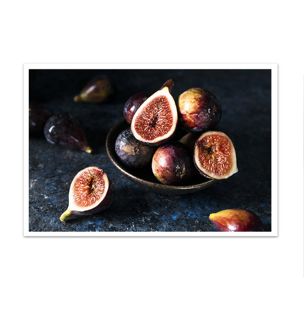 Canvas Wall Art, Wild Fig Fruits on Dark Background, Wall Poster