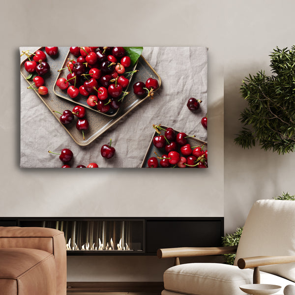 Canvas Wall Art, Red Spring Cherries, Wall Poster