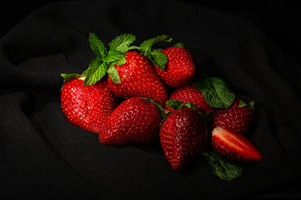 Canvas Wall Art, Strawberries on Dark Background, Wall Poster
