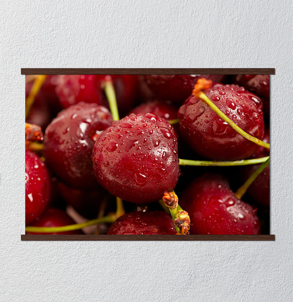 Canvas Wall Art, Cherry with water drops, Wall Poster