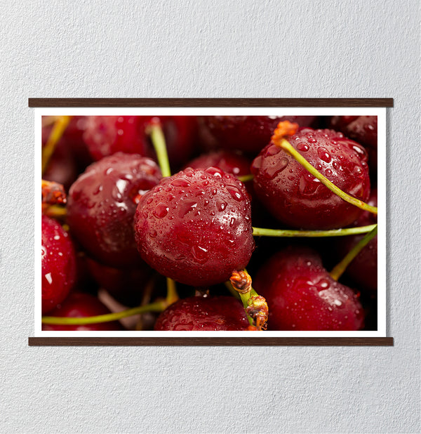 Canvas Wall Art, Cherry with water drops, Wall Poster