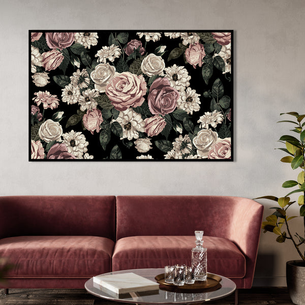 Wall Art, Soft Pink & White Rose Flowers Wall Poster