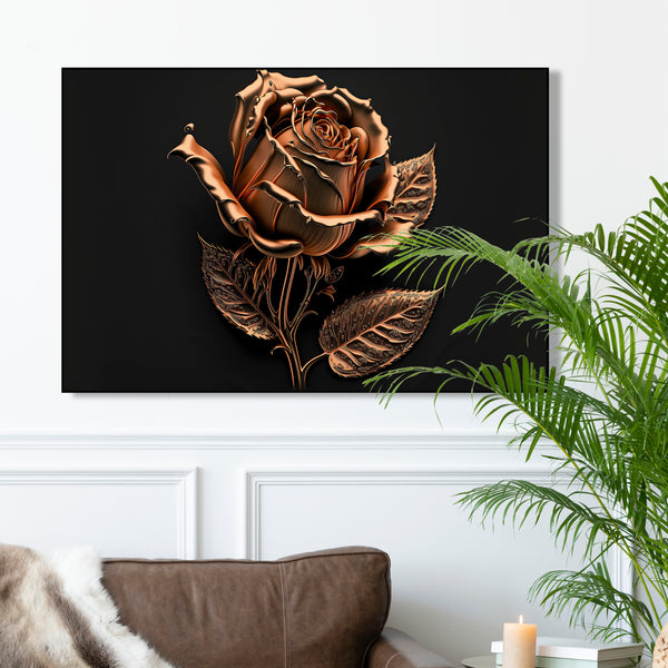 Wall Art, Gold Metallic Rose Flower Wall Poster