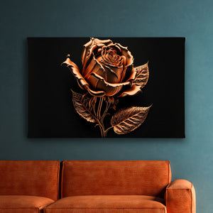 Canvas Wall Art -  Gold Metallic Rose Flower Wall Poster