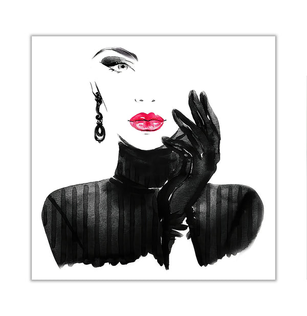 Canvas Fashion Wall Art, Lady with Pink Lips, Glam Wall Poster