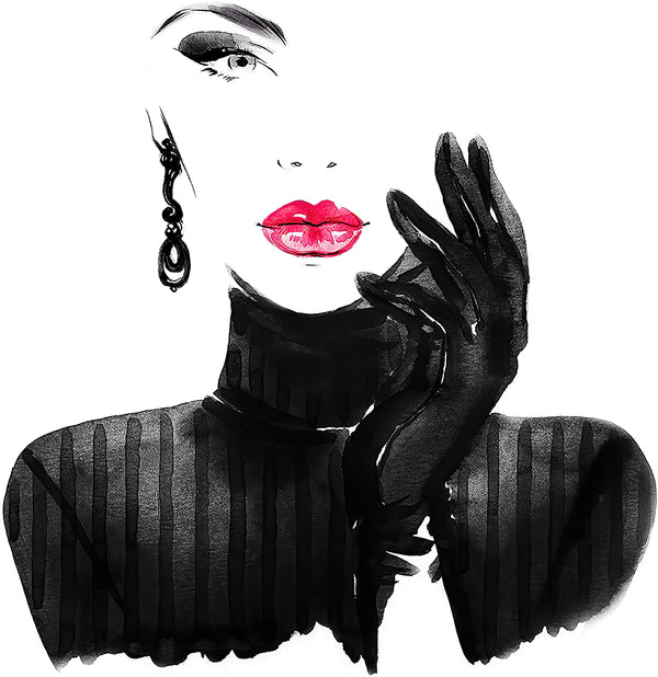 Canvas Fashion Wall Art, Lady with Pink Lips, Glam Wall Poster