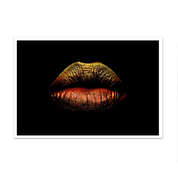 Canvas Wall Art, Gold Lips, Wall Poster