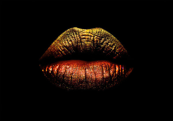 Canvas Wall Art, Gold Lips, Wall Poster