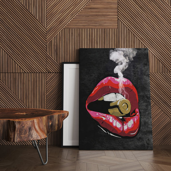 Fashion Wall Art, Red Lips with Bullet, Glam Wall Poster